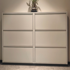 Modern Minimalist Steel Slim Rectangular Shoe Storage With Flip Drawers 3/4 Tier For Entryway