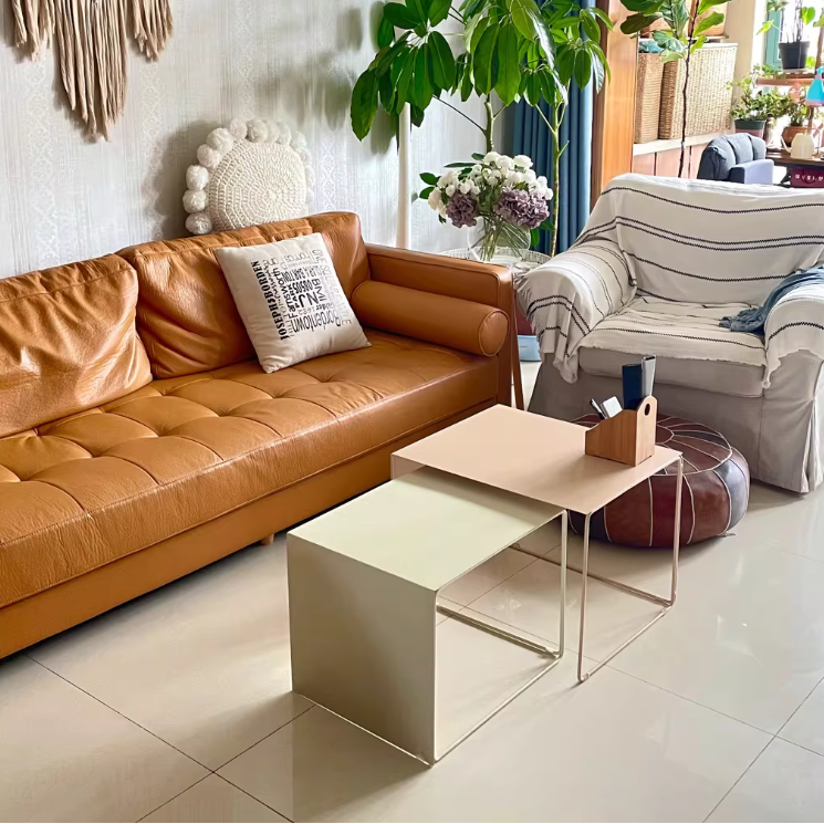 Modern Minimalist Square Iron Side Table Nesting For Living Room