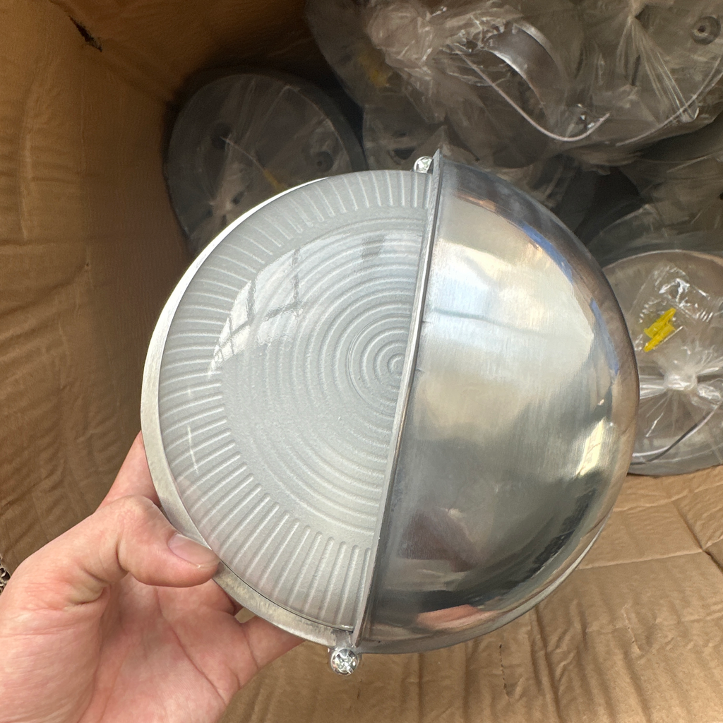 Lámpara aplique de pared redonda esmerilada de 1 luz, de cristal y aluminio, resistente al agua, estilo industrial contemporáneo, para patio exterior