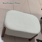 Modern Minimalist Oval Solid Wood Low Stool – Corduroy, Teddy Fleece & Faux Mink Fur Upholstery, Yarn-Wrapped Sponge Cushion, Backless & Armless Hallway Seat