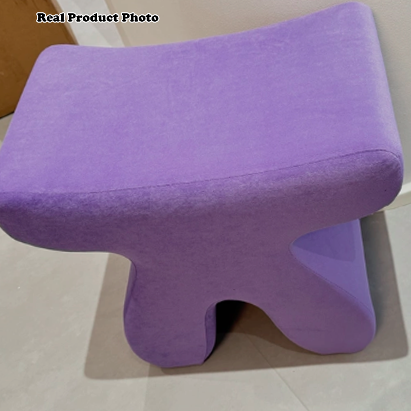 Sculptural Modern Minimalist Plywood & Velvet Rounded Low Stool for the Bedroom