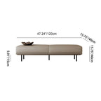 Modern Minimalist Rectangular Cushioned Bench - Microfiber Leather Upholstery with Wood & Carbon Steel Frame, Low Backless End-of-Bed Stool for Bedroom