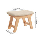 Banco Zapatero Cuadrado Minimalista Moderno de Madera de Caucho con Cojín Tapizado de Algodón-Lino, Taburete Bajo para Sala de Estar