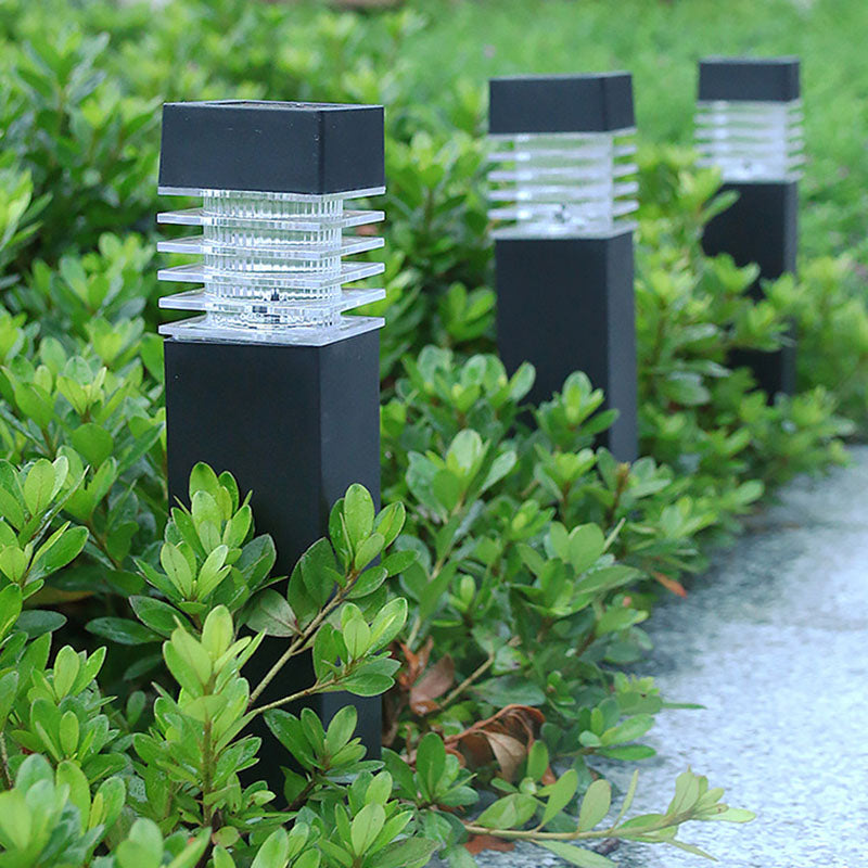 Modern Louvered Solar Pathway Lights Waterproof LED Outdoor Bollard Landscape Lighting for Garden and Driveway