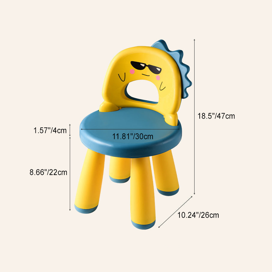 Contemporary Round Plastic Dinosaur Backrest Footstool for Kids - Fun Living Room Accent