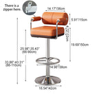 Contemporary Luxury Faux Leather Upholstered Height Adjustable Swivel Bar Stool Armrest Footrest For Dining Room
