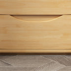 Mesita de noche japonesa tradicional rectangular de madera de caucho y metal con 2/3 cajones para cabecera