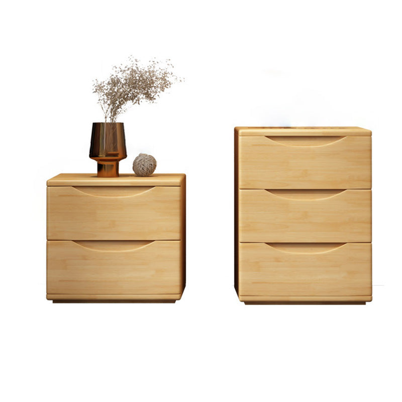 Mesita de noche japonesa tradicional rectangular de madera de caucho y metal con 2/3 cajones para cabecera