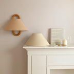 Japandi Solid Wood Wall Sconce Pleated Fabric Plug-In Bedside Reading Lamp for Bedroom and Living Room
