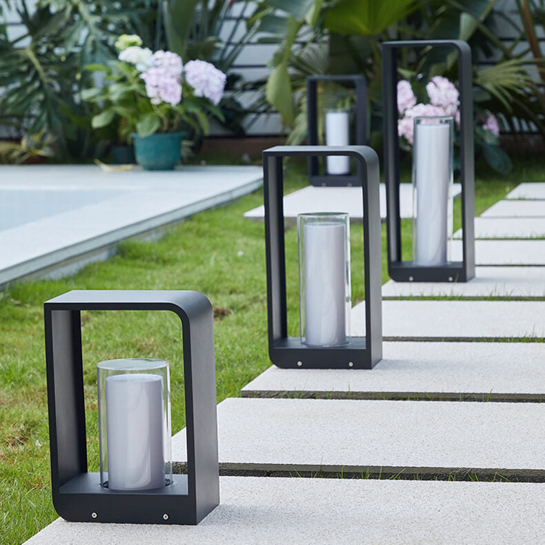 Modern Minimalist LED Outdoor Bollard Light Waterproof Pathway Landscape Fixture Solar or Hardwired for Garden Patio Wholesale