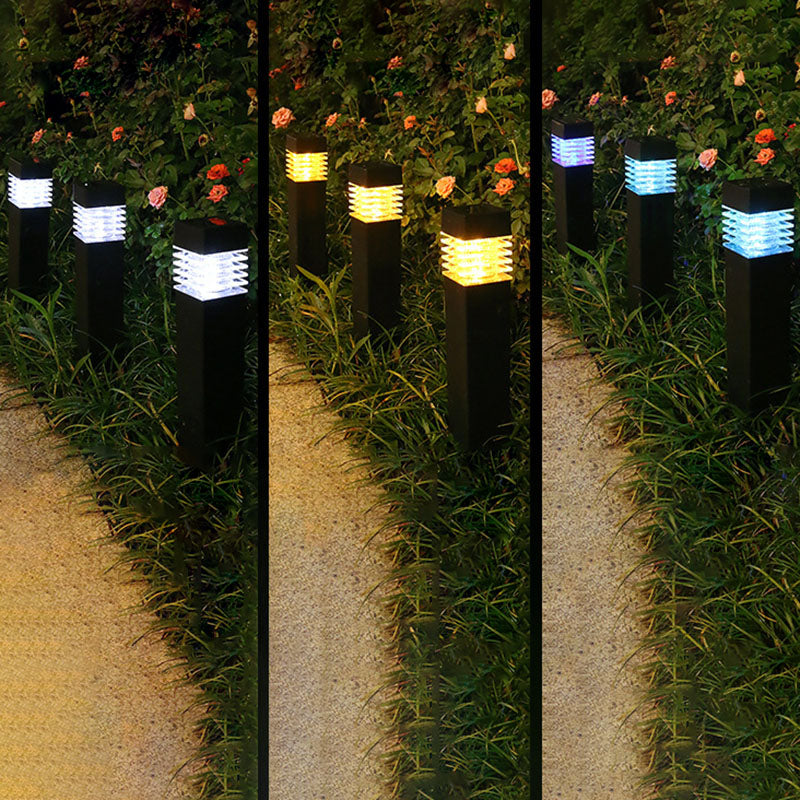 Modern Louvered Solar Pathway Lights Waterproof LED Outdoor Bollard Landscape Lighting for Garden and Driveway