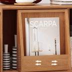 Mesa auxiliar rectangular contemporánea nórdica de dos niveles de pino, madera contrachapada y acero inoxidable para salón