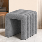 Contemporary Creative Arch Design Velvet Fabric Solid Wood Vanity Stool Backless Armless For Bedroom