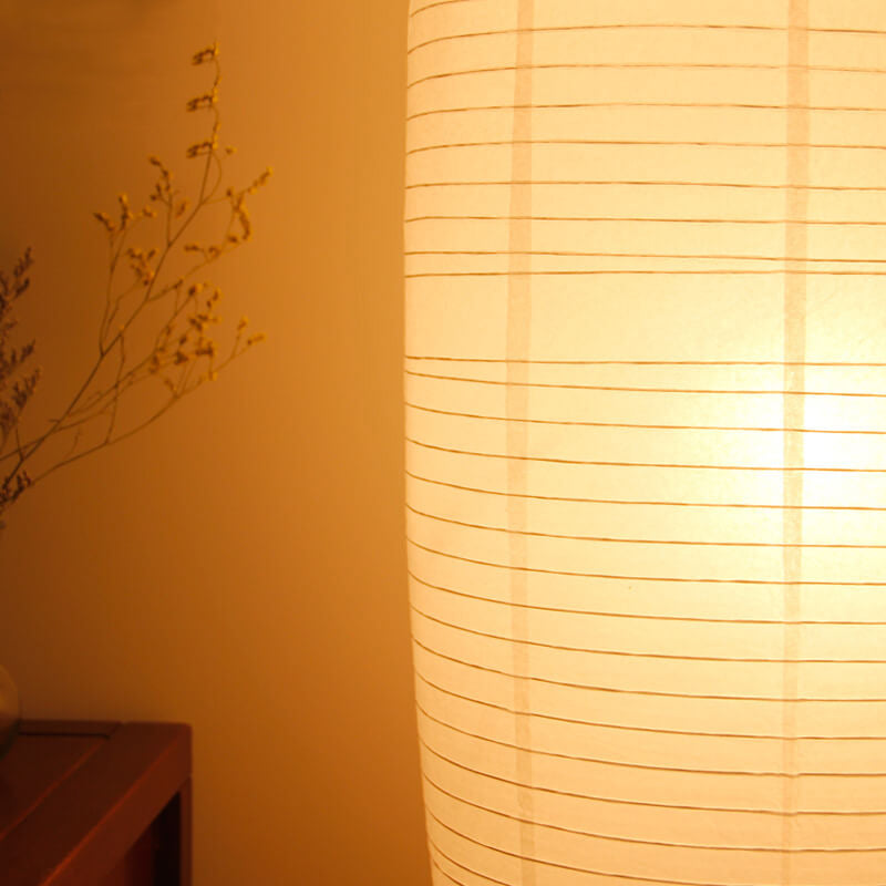 Lámpara de pie de columna minimalista nórdica de papel de arroz con 2 luces