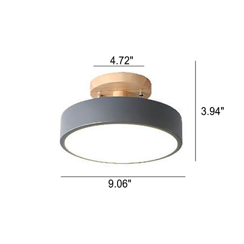 Modern Minimalist Nordic Wooden Round LED Ceiling Light Semi-Flush Mount Fixture for Living Room Bedroom Kitchen Dimmable Energy Saving Wholesale