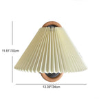 Japandi Solid Wood Wall Sconce Pleated Fabric Plug-In Bedside Reading Lamp for Bedroom and Living Room
