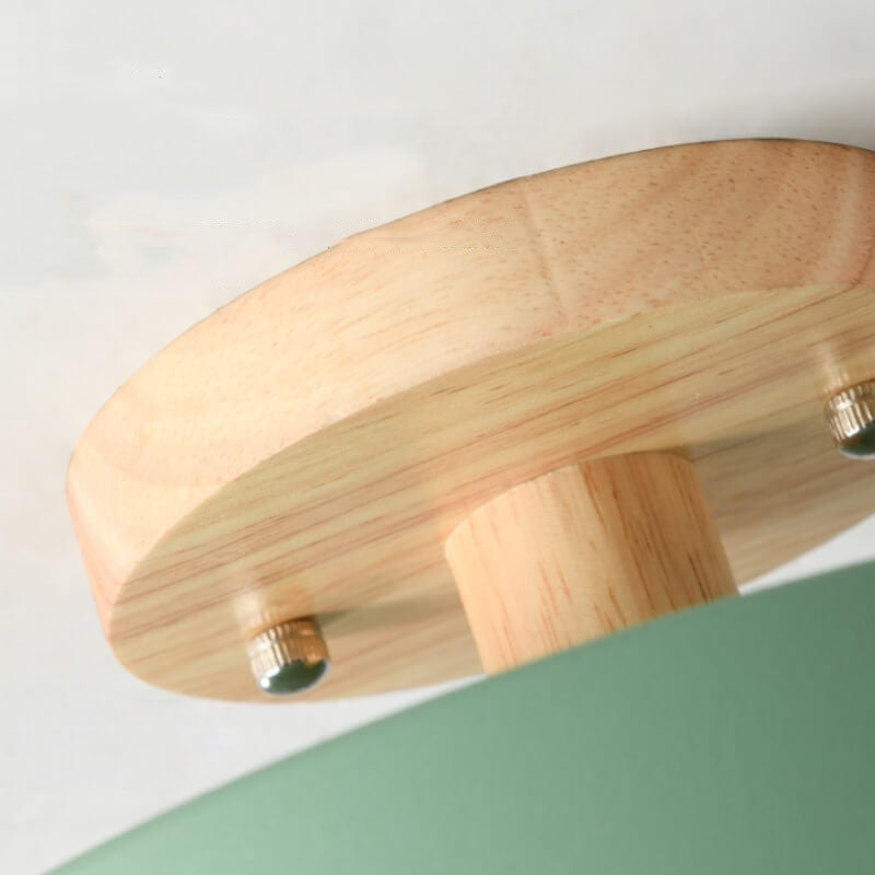 Modern Minimalist Nordic Wooden Round LED Ceiling Light Semi-Flush Mount Fixture for Living Room Bedroom Kitchen Dimmable Energy Saving Wholesale