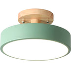 Modern Minimalist Nordic Wooden Round LED Ceiling Light Semi-Flush Mount Fixture for Living Room Bedroom Kitchen Dimmable Energy Saving Wholesale