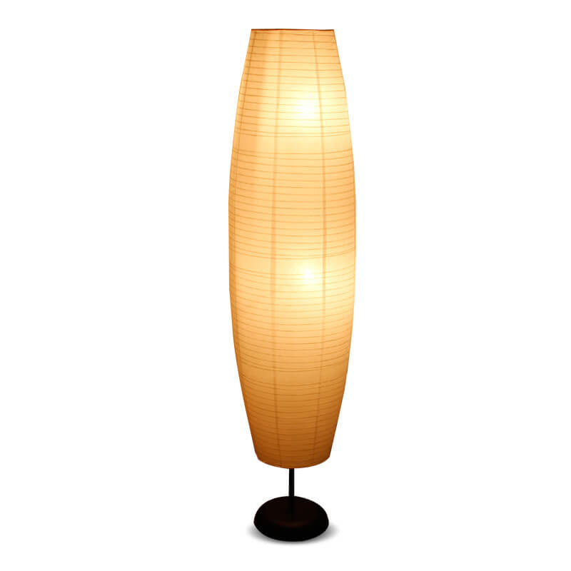 Lámpara de pie de columna minimalista nórdica de papel de arroz con 2 luces