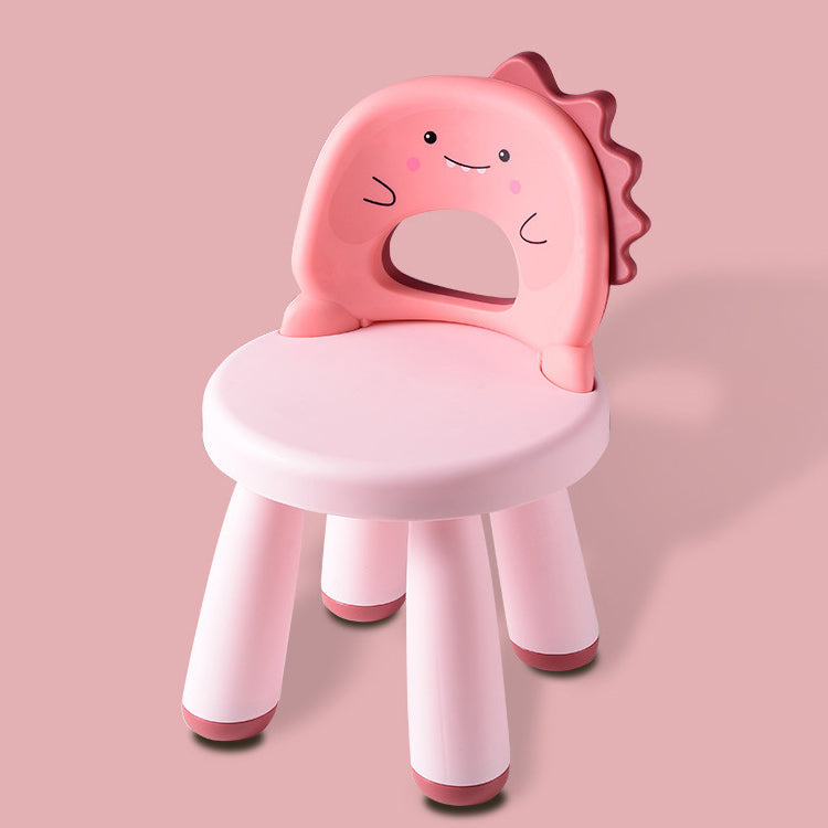 Contemporary Round Plastic Dinosaur Backrest Footstool for Kids - Fun Living Room Accent
