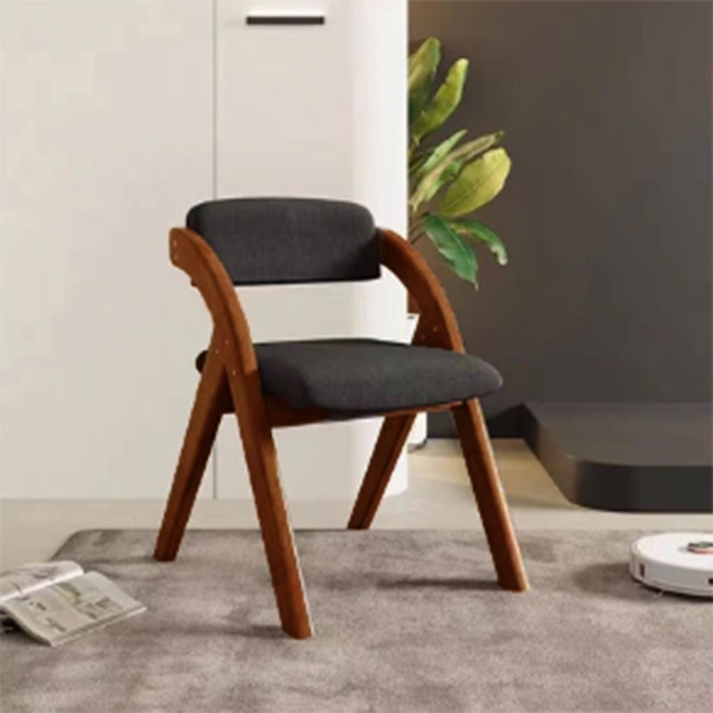 Modern Minimalist Square Cushion Solid Wood & Plywood Fabric Sponge Dining Chair Foldable Backrest Armrest For Dining Room