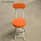 Modern Simplicity Round Faux Leather Iron Frame Foldable Chair Backrest Footrest For Living Room