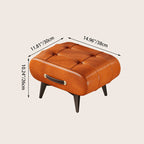Taburete bajo rectangular contemporáneo escandinavo de cuero sintético y madera maciza con metal para sala de estar