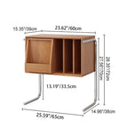 Mesa auxiliar rectangular contemporánea nórdica de dos niveles de pino, madera contrachapada y acero inoxidable para salón