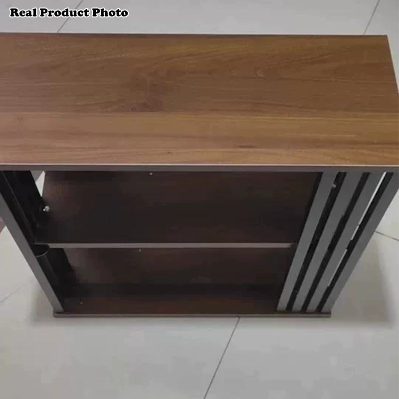 Traditional Vintage Rectangular Particle Board Steel End Table 3-Tier For Living Room