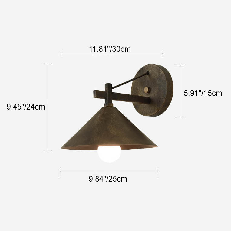 Contemporary Industrial Tapered Iron 1-Light Outdoor Wall Sconce Lamp For Outdoor Patio