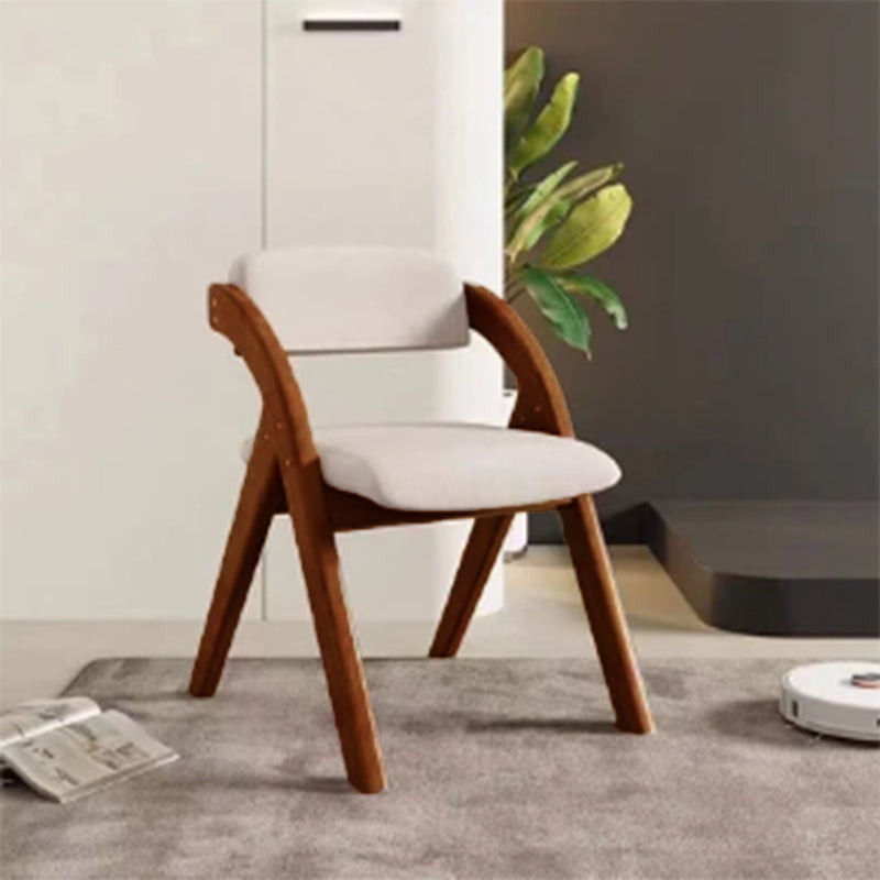Modern Minimalist Square Cushion Solid Wood & Plywood Fabric Sponge Dining Chair Foldable Backrest Armrest For Dining Room