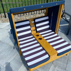 Contemporary Rectangular Kids Outdoor Recliner with Cedar Backrest and Polyester Fabric