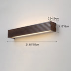 Traditional Japanese Striped Rectangular Wood LED Vanity Mirror Front Wall Sconce Lamp For Bedroom