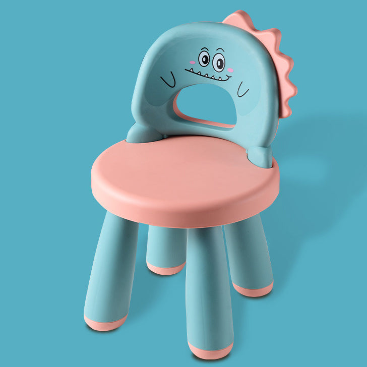 Contemporary Round Plastic Dinosaur Backrest Footstool for Kids - Fun Living Room Accent