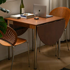 Mesa de comedor moderna minimalista plegable ovalada de madera y acero inoxidable con tablero de melamina para 4 personas