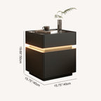 Modern Minimalist Rectangular Glass Microfiber Leather Solid Wood Nightstand 3-Drawer For Bedroom