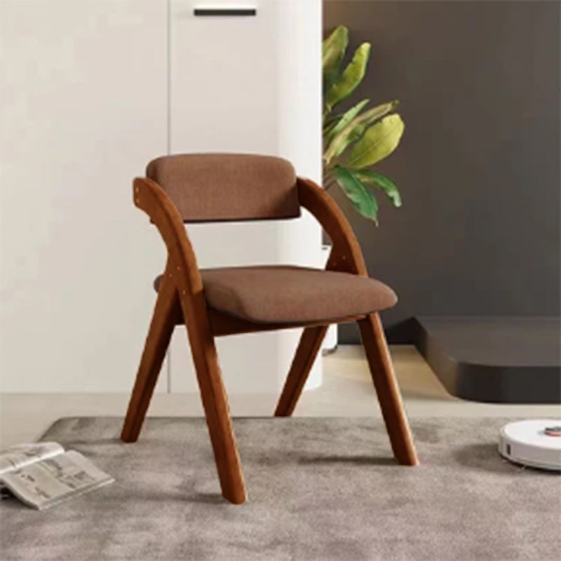 Modern Minimalist Square Cushion Solid Wood & Plywood Fabric Sponge Dining Chair Foldable Backrest Armrest For Dining Room