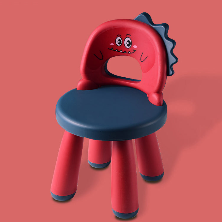Contemporary Round Plastic Dinosaur Backrest Footstool for Kids - Fun Living Room Accent
