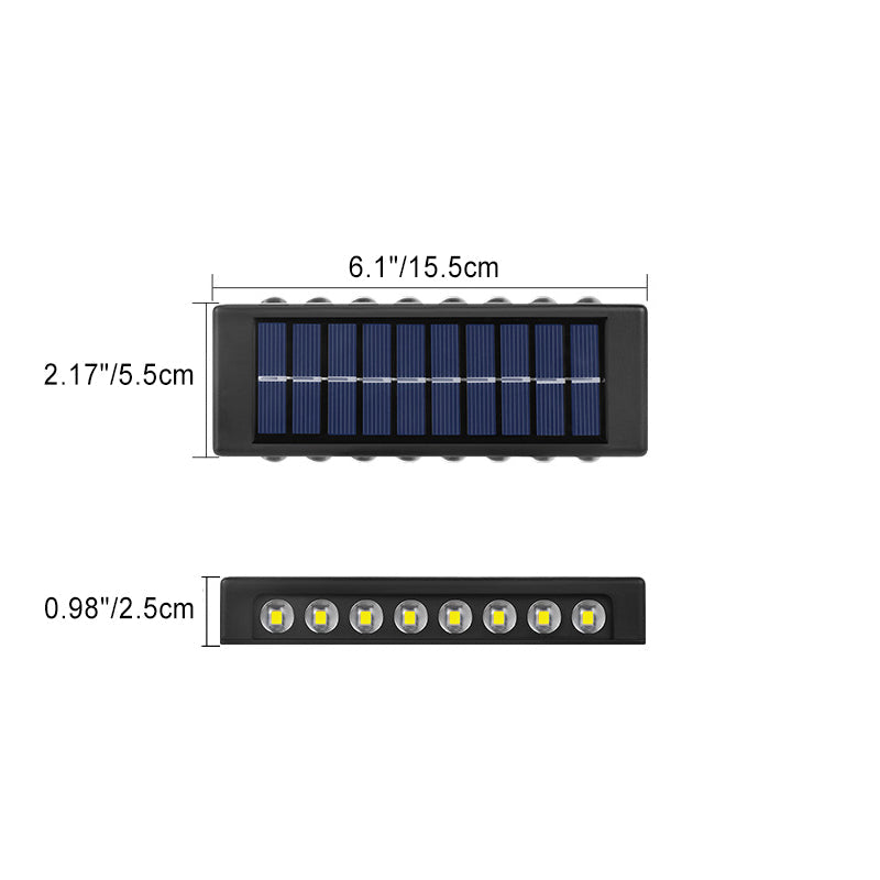 Lámpara de pared LED rectangular, impermeable, solar, de ABS y PVC, de diseño moderno y simple, para patio exterior
