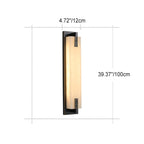 Modern Transitional Rectangular Copper Marble LED Outdoor Wall Sconce Lamp For Outdoor Patio