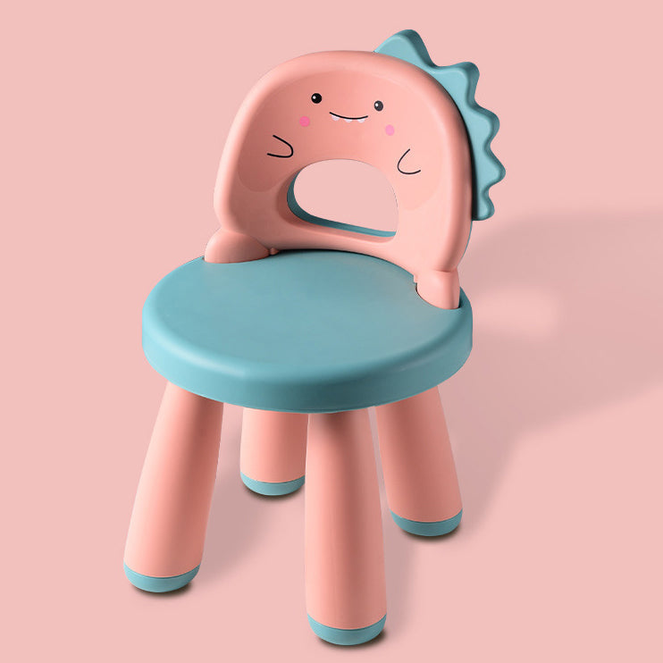 Contemporary Round Plastic Dinosaur Backrest Footstool for Kids - Fun Living Room Accent