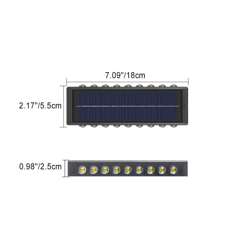 Lámpara de pared LED rectangular, impermeable, solar, de ABS y PVC, de diseño moderno y simple, para patio exterior