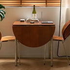 Mesa de comedor moderna minimalista plegable ovalada de madera y acero inoxidable con tablero de melamina para 4 personas