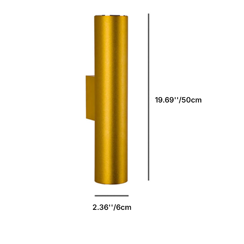 Modern Minimalist Round Aluminum Cylinder LED Wall Sconce Up Down Lighting for Bedroom Living Room Mainless Decor