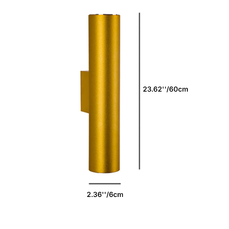 Modern Minimalist Round Aluminum Cylinder LED Wall Sconce Up Down Lighting for Bedroom Living Room Mainless Decor