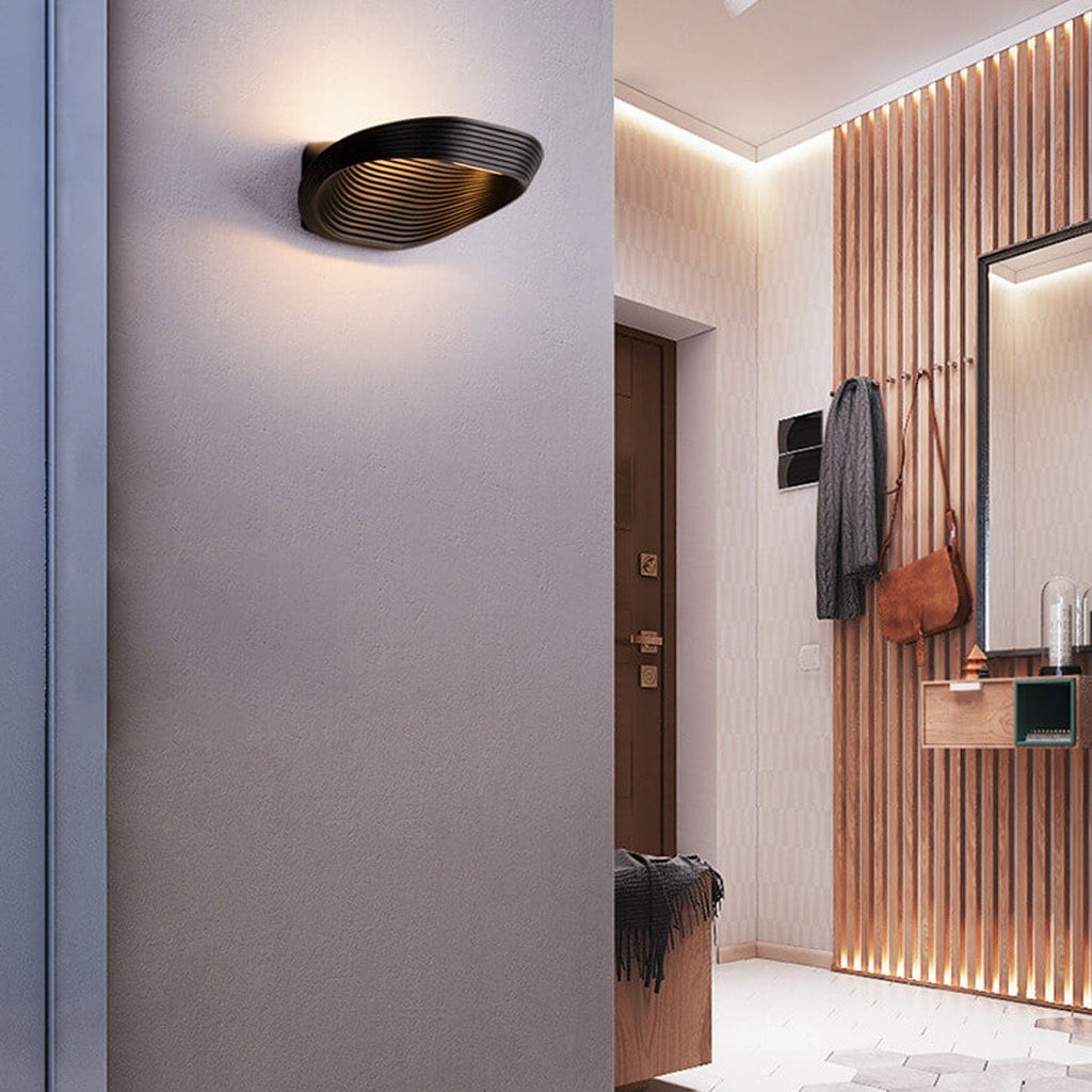 Modern Minimalist Fluted LED Wall Sconce Curved Shell Acrylic Lamp for Bedroom and Living Room