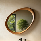 Traditional Vintage Oval Rubberwood Solid Wood Tempered Glass Wall Mirror For Bedroom