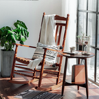 Mecedora curva de madera de álamo, elegante, moderna y minimalista, con respaldo y reposabrazos ergonómicos para sala de estar