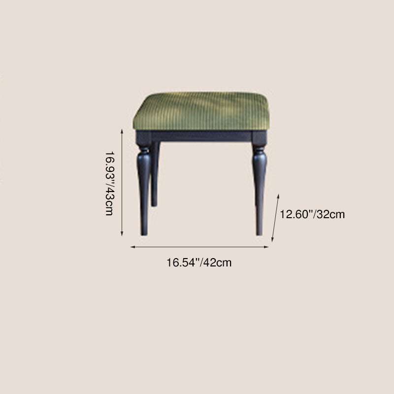 Traditional French-Style Dressing Stool with Corduroy Upholstery and Solid Ash Wood Frame – Elegant Vanity Stool for the Bedroom