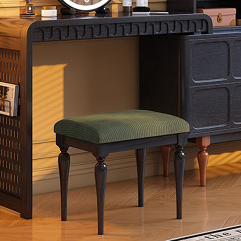 Traditional French-Style Dressing Stool with Corduroy Upholstery and Solid Ash Wood Frame – Elegant Vanity Stool for the Bedroom
